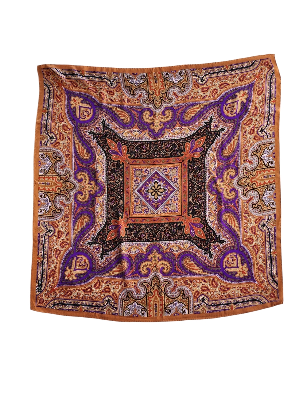 Bliss Blass Purple & Orange Paisley Square Scarf - Unbranded